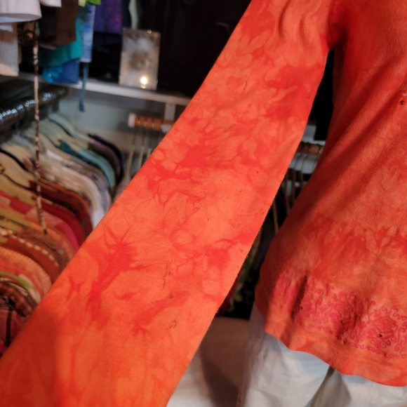 HARLEY-DAVIDSON ♡ Sweet Vintage Orange Tie Dye Embellished Bling H-D Top M - Picture 9 of 17